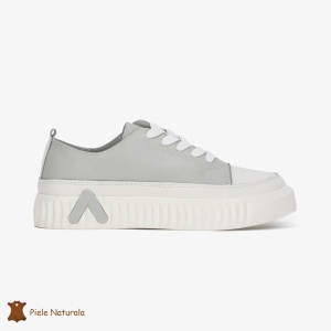 Pantofi Casual de dama din Piele naturala cu talpa groasa LF0489 GRI - Img 2