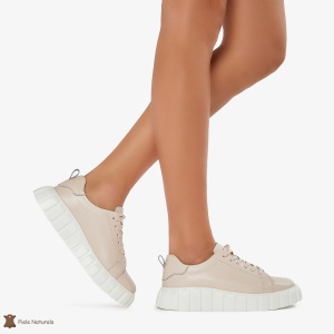 Pantofi Casual de dama din Piele naturala cu talpa groasa LF0492 ROZ - Img 4