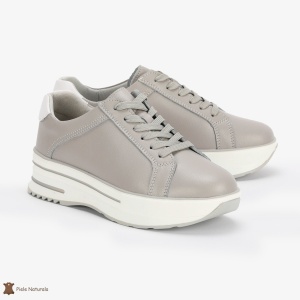 Pantofi Casual de dama din Piele naturala cu talpa groasa LF0493 GRI