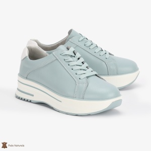 Pantofi Casual de dama din Piele naturala cu talpa groasa LF0493 ALBASTRU
