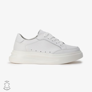 Pantofi Casual de dama din Piele naturala cu talpa groasa LF0521 ALB - Img 2