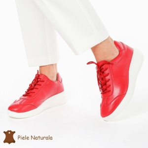 Pantofi casual elegante de dama din piele naturala LF0221 ROSU - Img 4
