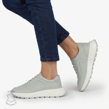 Pantofi casual piele naturala CU MODEL LATERAL LF1304 GRI - Img 4