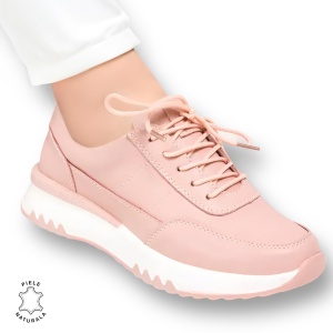 Pantofi casual piele naturala LF886 ROZ - Img 2