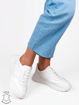 Pantofi casual sport damă din piele naturală LF1812 Alb