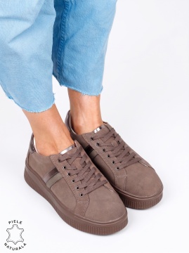 Pantofi casual sport din piele naturală întoarsă LF1811 Maro