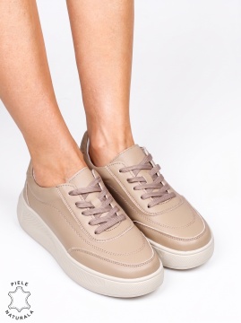 Pantofi damă sport din piele naturală cu design elegant LF1810 khaki