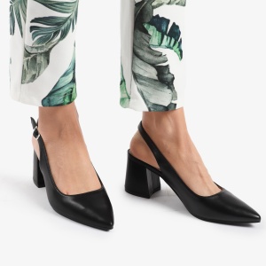 PANTOFI ELEGANTI DIN PIELE ECOLOGICA SI BRANT DIN PIELE NATURALA LF0797 NEGRU