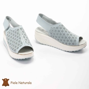 Pantofi Perforati dama din Piele Naturala cu talpa inalta LF0187 ALBASTRU - Img 3