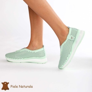 Pantofi Perforati Dama Piele naturală LF0098 VERDE