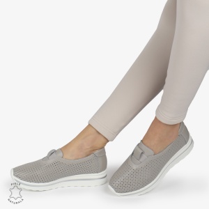 Pantofi Perforati Dama Piele naturală LF0104 GRI - Img 4