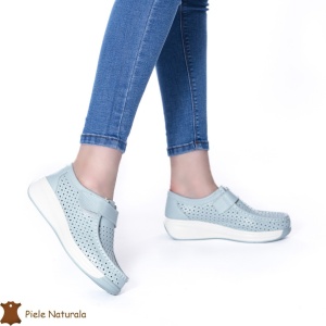 Pantofi Perforati Dama Piele naturală LF0106 ALBASTRU - Img 2