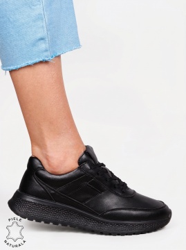 Pantofi sport damă din piele naturală cu design minimalist LF1813 Negru - Img 2