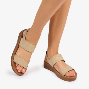 SANDALE dama din Piele ECOLOGICA CU BRETELE LF1093 CULOARE: BEJ