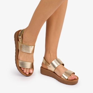 SANDALE dama din Piele ECOLOGICA CU BRETELE LF1093CULOARE: AURIU - Img 3