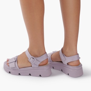 Sandale dama din Piele Ecologica Intoarsa cu talpa inalta LF0822 Mov - Img 4
