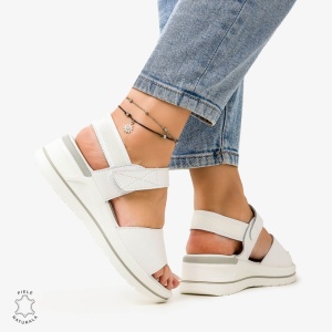 SANDALE Dama Piele Naturala CU BARETA LF1098 Culoare: ALB - Img 2