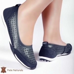 Balerini Bleumarin din Piele Naturala cu talpa flexibila LF0168 - Img 2