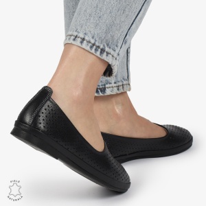 BALERINI dama din Piele naturala PERFORATA SLIP-ON LF1358 NEGRU - Img 2