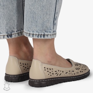 BALERINI dama din Piele naturala PERFORATA SLIP-ON LF1363 BEJ - Img 3