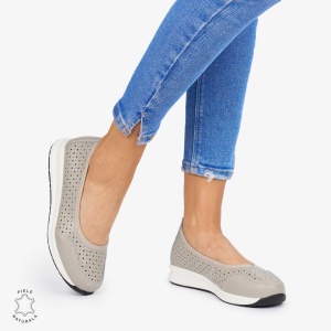 Balerini dama din Piele Naturala Slip-On LF0721 CULOARE: GRI