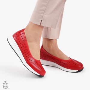 Balerini dama din Piele Naturala Slip-On LF0721 ROSU