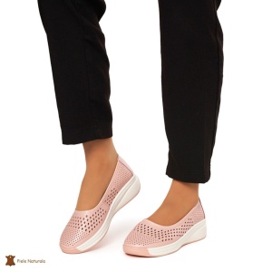 Balerini Dama Piele Naturala Slip-on LF0076 ROZ