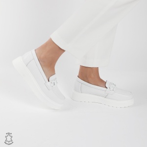 Mocasini dama din piele naturala LF0787 ALB - Img 2