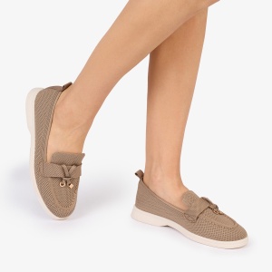 MOCASINI dama TEXTIL CU DETALIU AURIU LF1027 Culoare: KHAKI - Img 3
