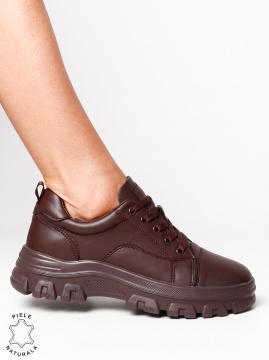 Pantofi casual confortabili din piele naturală LF1818 Cafeniu - Img 2