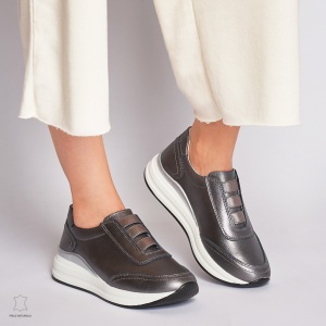 Pantofi Casual dama din Piele naturala CU INCHIDERE ELASTIC LF1233 PEWTER - Img 2