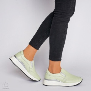 Pantofi Casual dama din Piele naturala CU INCHIDERE SLIP-ON LF1235 VERDE