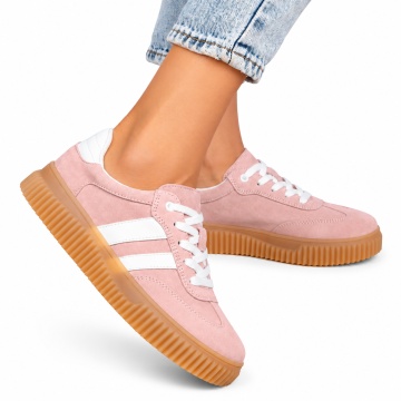 Pantofi Casual DAMA din Piele Naturala intoarsa, Model Retro LF1531ROZ