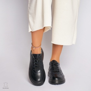 Pantofi casual dama din piele naturala LF0006 NEGRU - Img 2