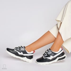 Pantofi Casual dama din Piele naturala LF0035 Negru - Img 3