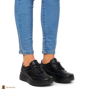 Pantofi Casual dama din Piele naturala LF00809 NEGRU