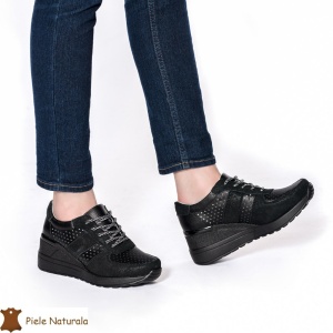 Pantofi Casual Dama din Piele naturală LF0116 NEGRU