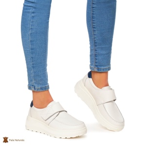 Pantofi Casual dama din Piele Naturala LF0858 ALB