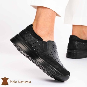 Pantofi Casual dama din Piele naturala LF0860 NEGRU - Img 2