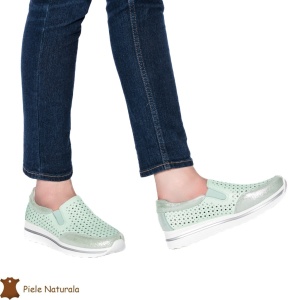 Pantofi Casual dama din Piele naturala LF0860 VERDE