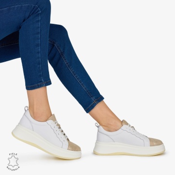 Pantofi Casual DAMA din PIELE Naturala LF0947 CULOARE: ALB