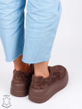 Pantofi casual damă din piele naturală, model sport LF1822 Maro - Img 3
