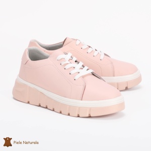 Pantofi Casual de dama din Piele naturala cu talpa groasa LF0491 ROZ