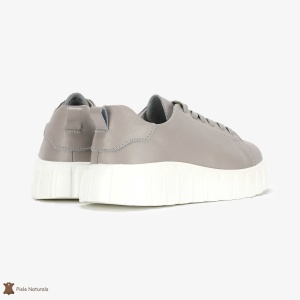 Pantofi Casual de dama din Piele naturala cu talpa groasa LF0492 GRI - Img 3