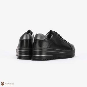Pantofi Casual de dama din Piele naturala cu talpa groasa LF0493 NEGRU - Img 3