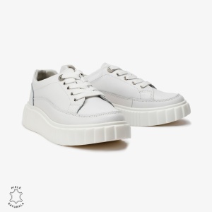 Pantofi Casual de dama din Piele naturala cu talpa groasa LF0526 Alb - Img 2