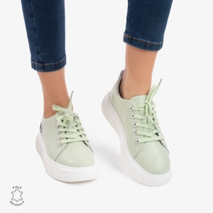 Pantofi Casual de dama din Piele naturala LF0527 Verde - Img 2