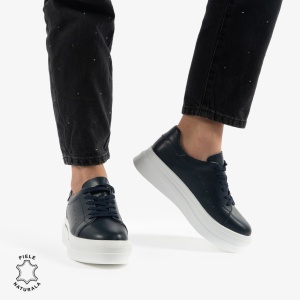 PANTOFI CASUAL DE DAMA DIN PIELE NATURALA LF0769 navy - Img 2