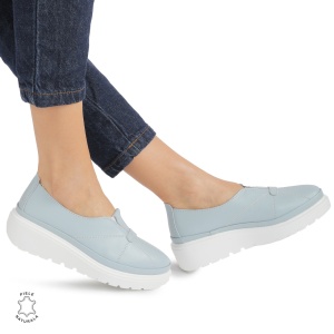 Pantofi Casual de dama din Piele Naturala LF0918 ALBASTRU