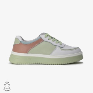 Pantofi Casual de dama din Piele naturala Multicolor cu design special LF0519 ALB CU VERDE - Img 2